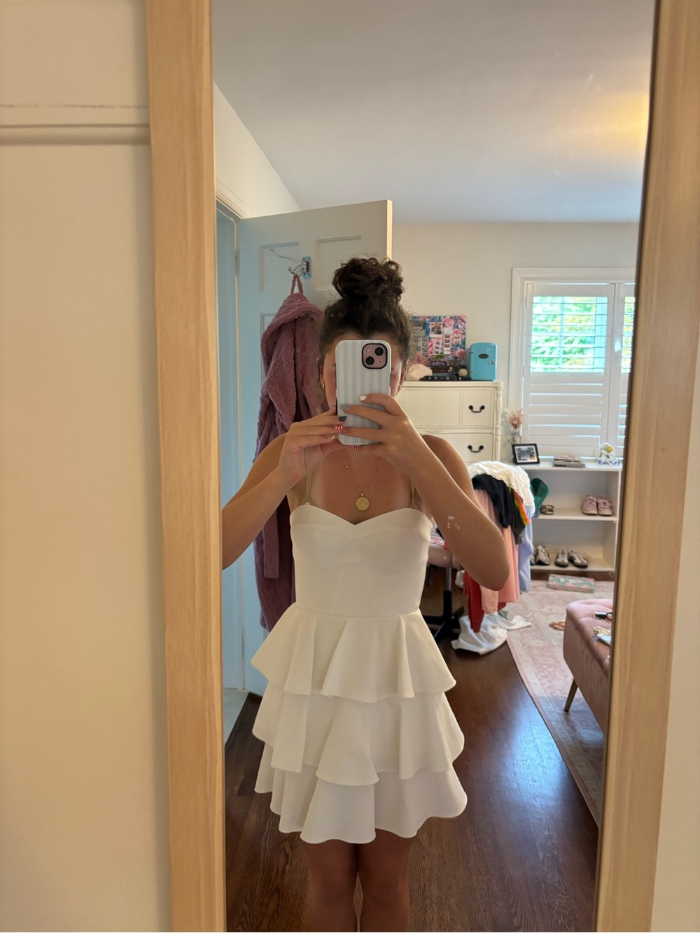 Amanda Uprichard White Strapless Tiered Mini Dress